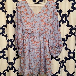 Blue floral 3/4 sleeve dress